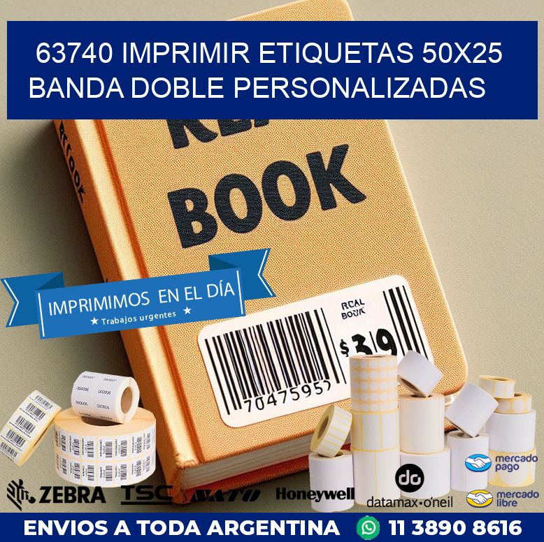 63740 IMPRIMIR ETIQUETAS 50X25 BANDA DOBLE PERSONALIZADAS