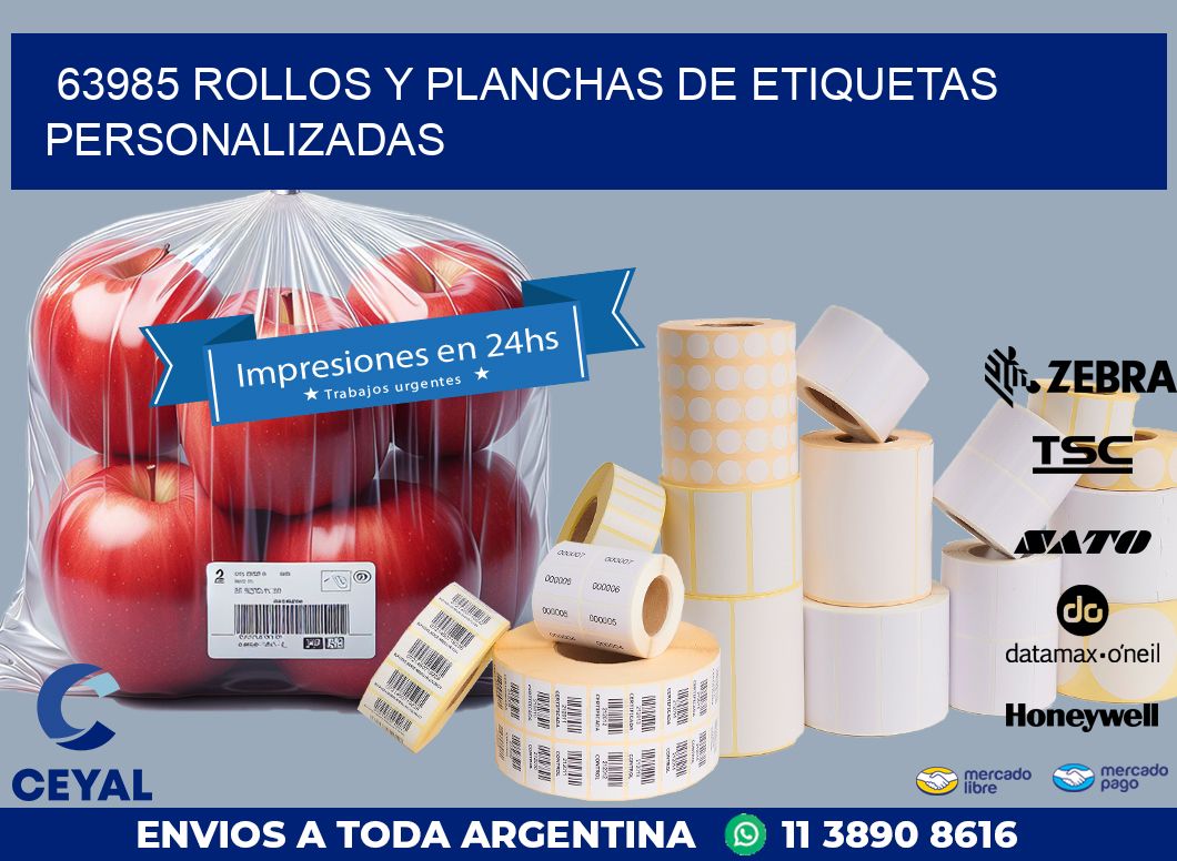 63985 ROLLOS Y PLANCHAS DE ETIQUETAS PERSONALIZADAS