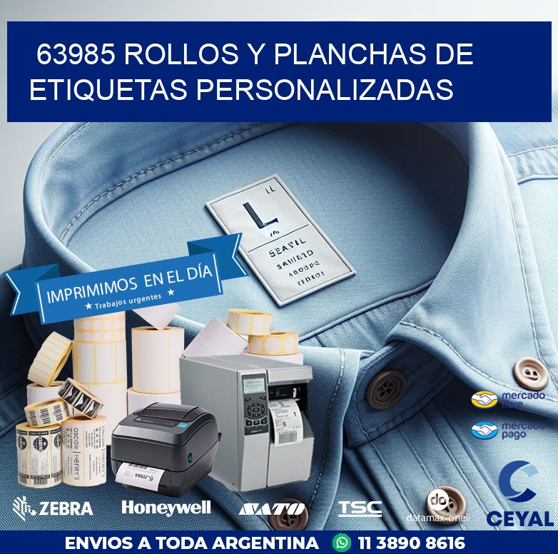 63985 ROLLOS Y PLANCHAS DE ETIQUETAS PERSONALIZADAS