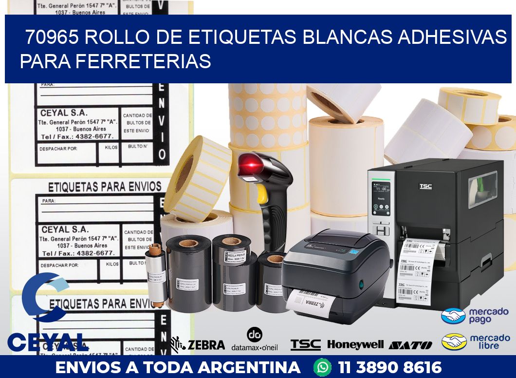 70965 ROLLO DE ETIQUETAS BLANCAS ADHESIVAS PARA FERRETERIAS