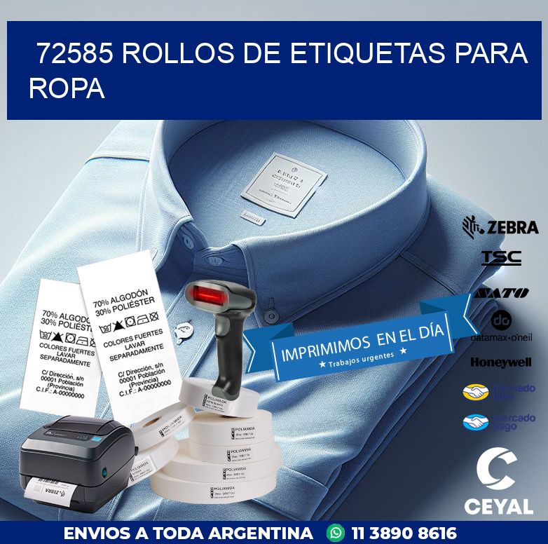 72585 ROLLOS DE ETIQUETAS PARA ROPA