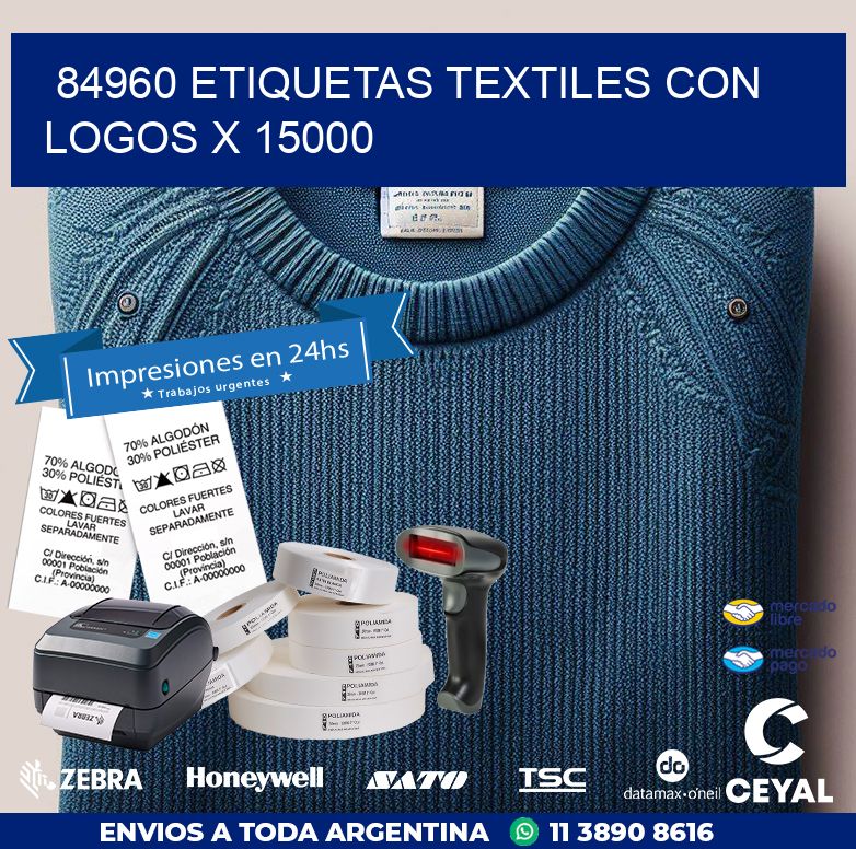84960 ETIQUETAS TEXTILES CON LOGOS X 15000