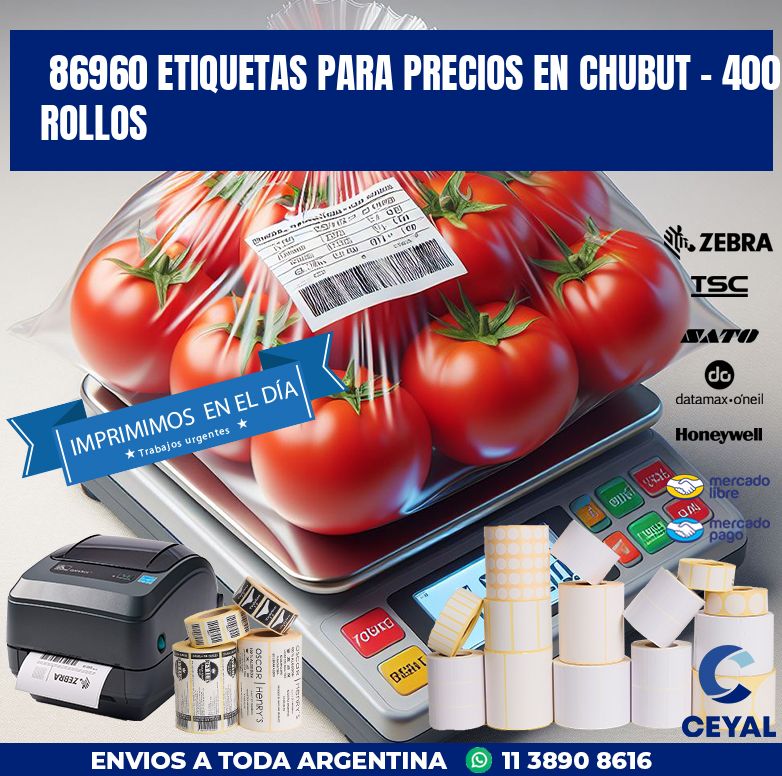 86960 ETIQUETAS PARA PRECIOS EN CHUBUT - 400 ROLLOS