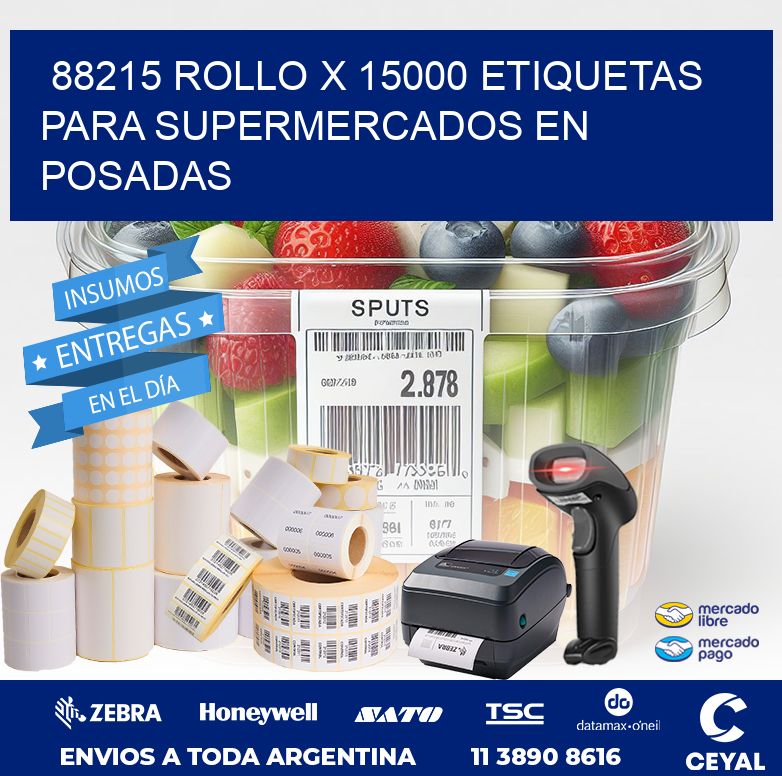 88215 ROLLO X 15000 ETIQUETAS PARA SUPERMERCADOS EN POSADAS