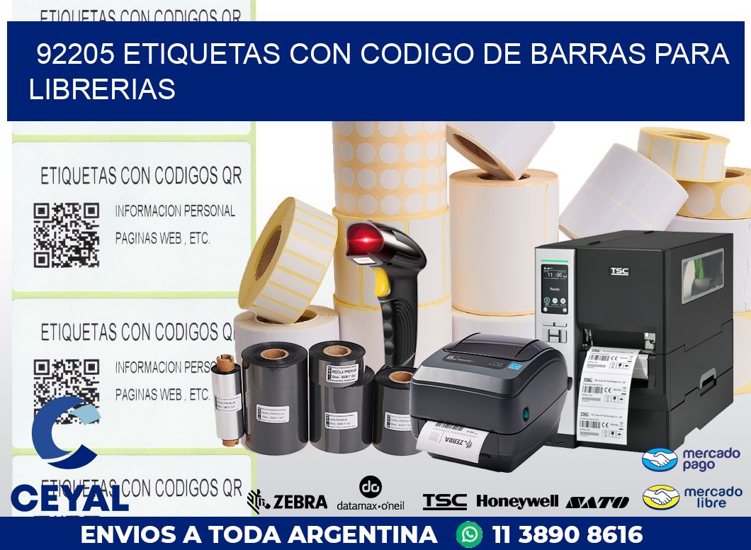 92205 ETIQUETAS CON CODIGO DE BARRAS PARA LIBRERIAS