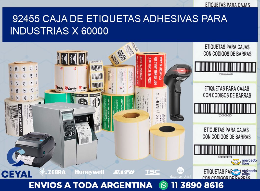 92455 CAJA DE ETIQUETAS ADHESIVAS PARA INDUSTRIAS X 60000