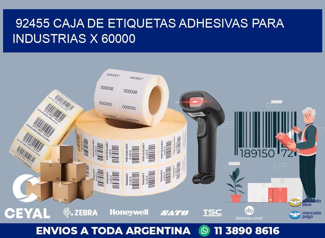 92455 CAJA DE ETIQUETAS ADHESIVAS PARA INDUSTRIAS X 60000