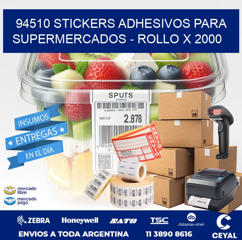 94510 STICKERS ADHESIVOS PARA SUPERMERCADOS – ROLLO X 2000