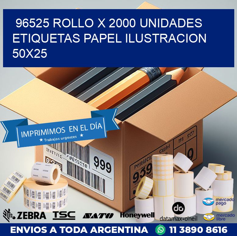 96525 ROLLO X 2000 UNIDADES ETIQUETAS PAPEL ILUSTRACION 50X25