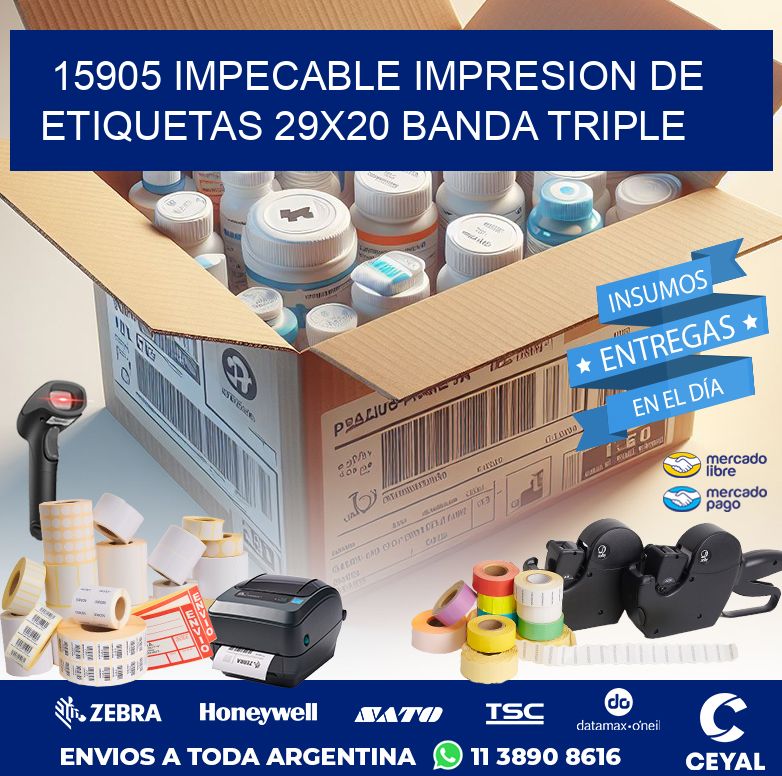 15905 IMPECABLE IMPRESION DE ETIQUETAS 29X20 BANDA TRIPLE