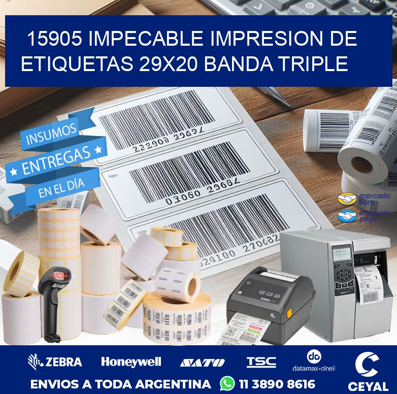 15905 IMPECABLE IMPRESION DE ETIQUETAS 29X20 BANDA TRIPLE