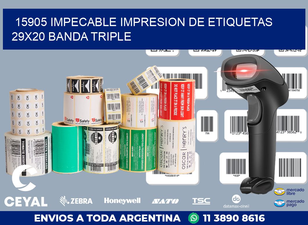 15905 IMPECABLE IMPRESION DE ETIQUETAS 29X20 BANDA TRIPLE