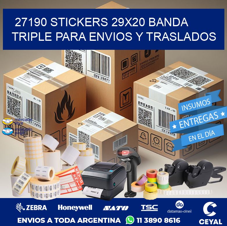 27190 STICKERS 29X20 BANDA TRIPLE PARA ENVIOS Y TRASLADOS