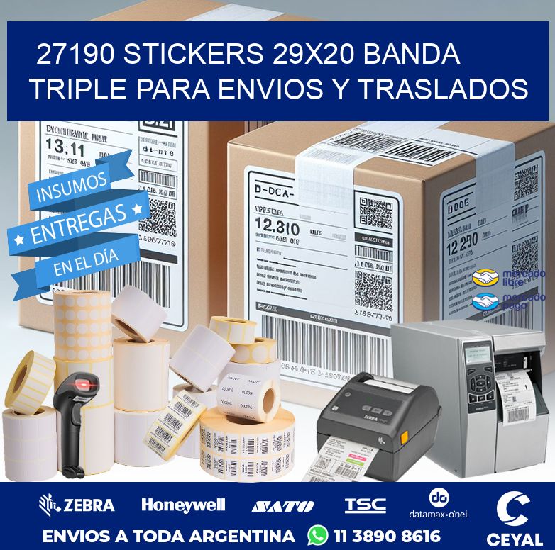 27190 STICKERS 29X20 BANDA TRIPLE PARA ENVIOS Y TRASLADOS