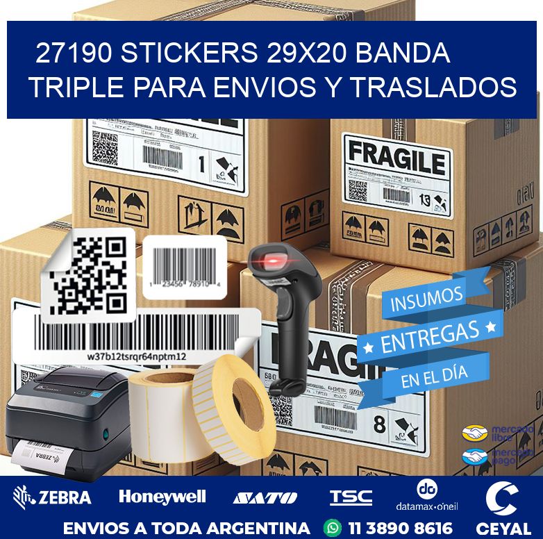 27190 STICKERS 29X20 BANDA TRIPLE PARA ENVIOS Y TRASLADOS