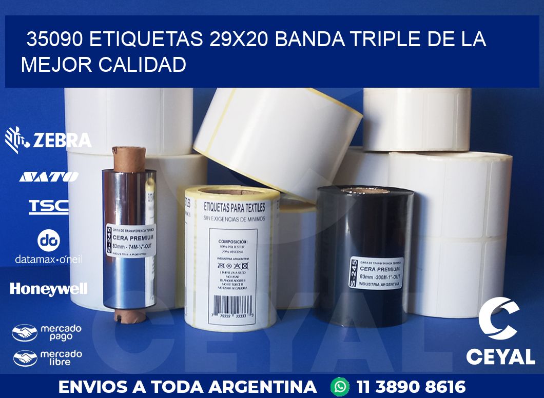 35090 ETIQUETAS 29X20 BANDA TRIPLE DE LA MEJOR CALIDAD