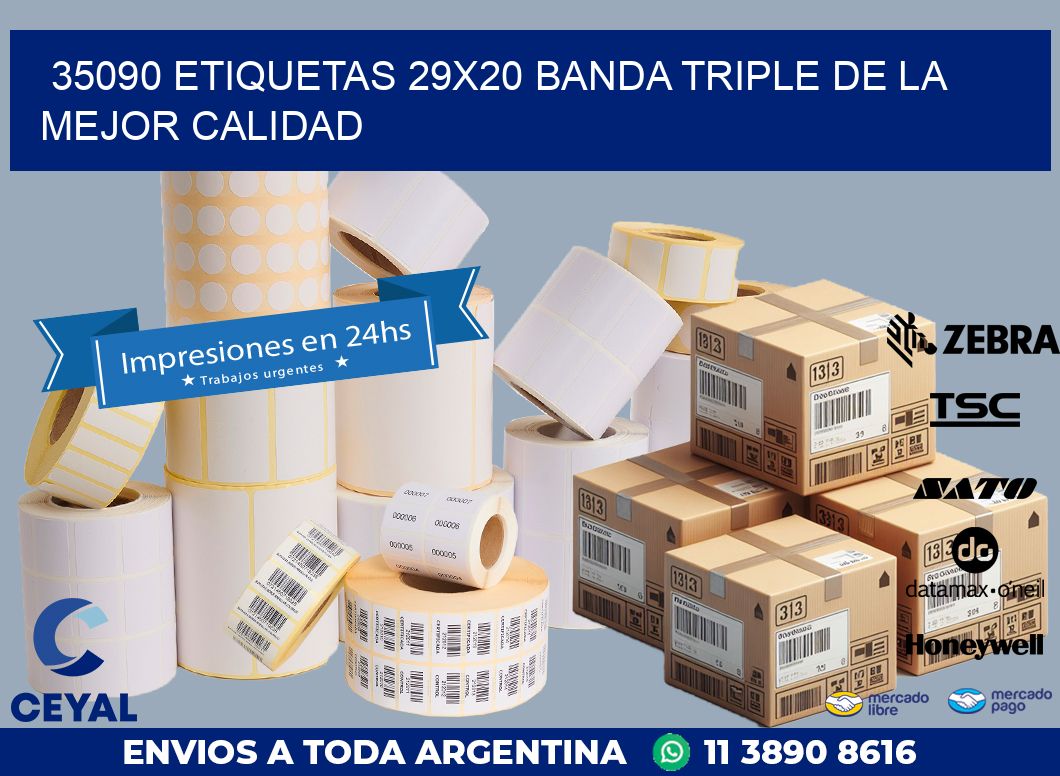 35090 ETIQUETAS 29X20 BANDA TRIPLE DE LA MEJOR CALIDAD