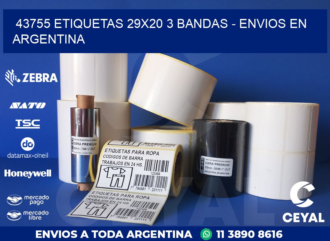 43755 ETIQUETAS 29X20 3 BANDAS - ENVIOS EN ARGENTINA