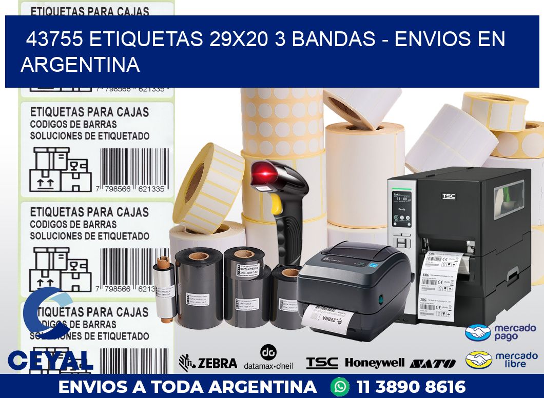 43755 ETIQUETAS 29X20 3 BANDAS – ENVIOS EN ARGENTINA