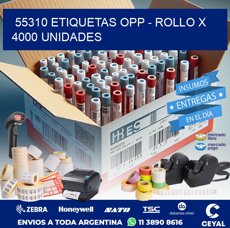 55310 ETIQUETAS OPP - ROLLO X 4000 UNIDADES