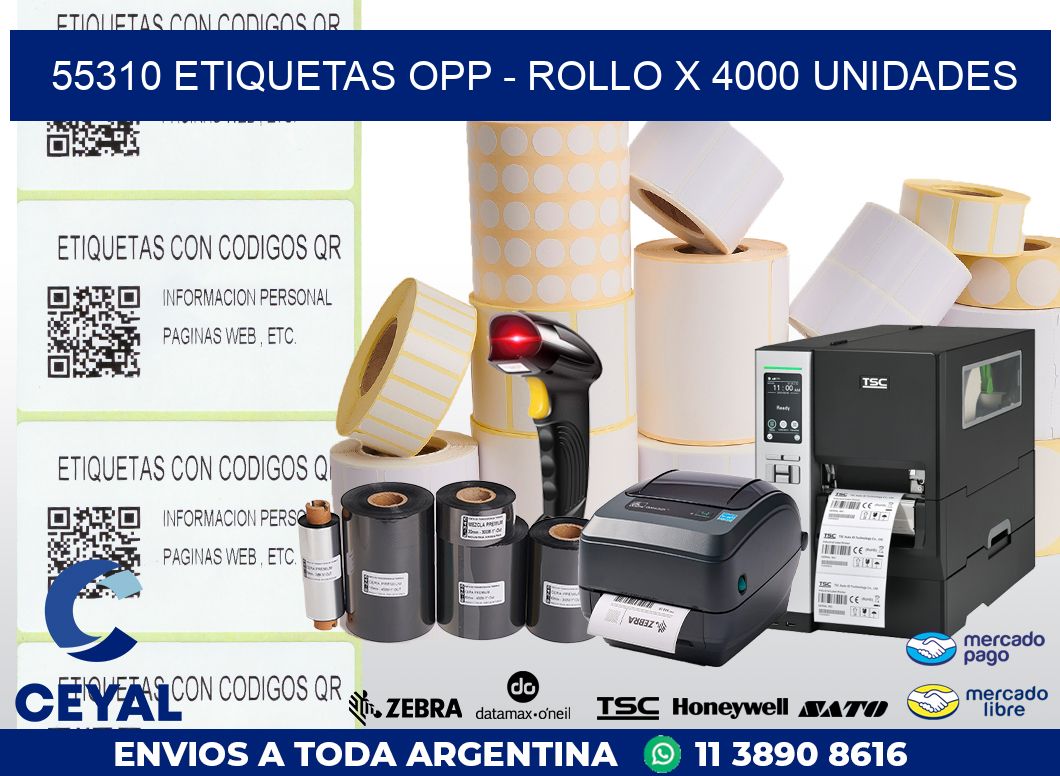 55310 ETIQUETAS OPP - ROLLO X 4000 UNIDADES