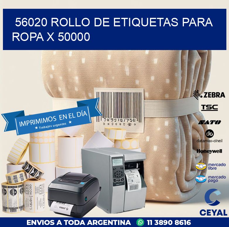 56020 ROLLO DE ETIQUETAS PARA ROPA X 50000