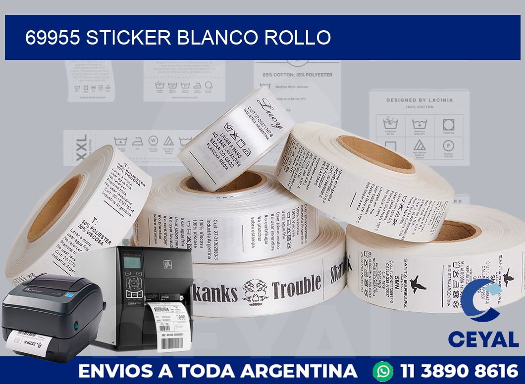 69955 sticker blanco rollo