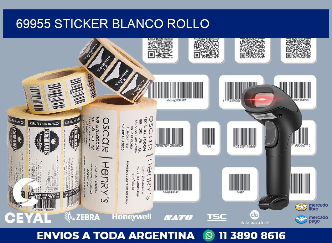 69955 sticker blanco rollo