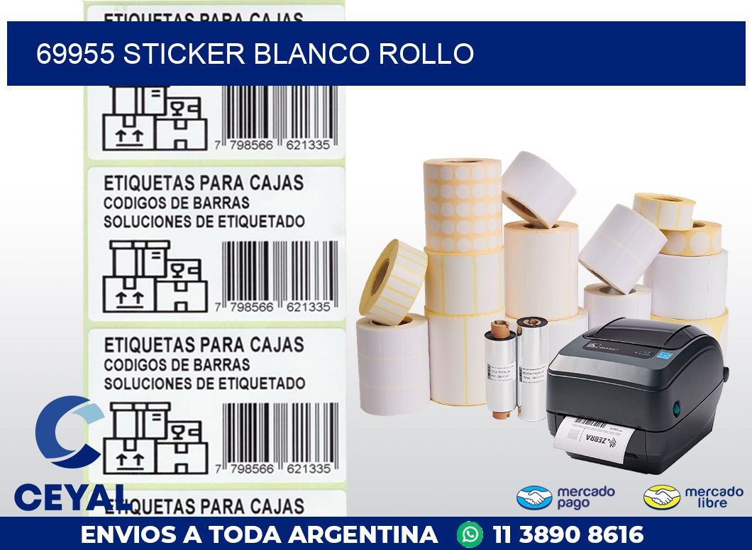 69955 sticker blanco rollo