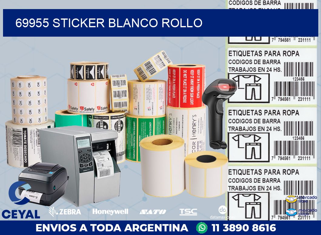 69955 sticker blanco rollo