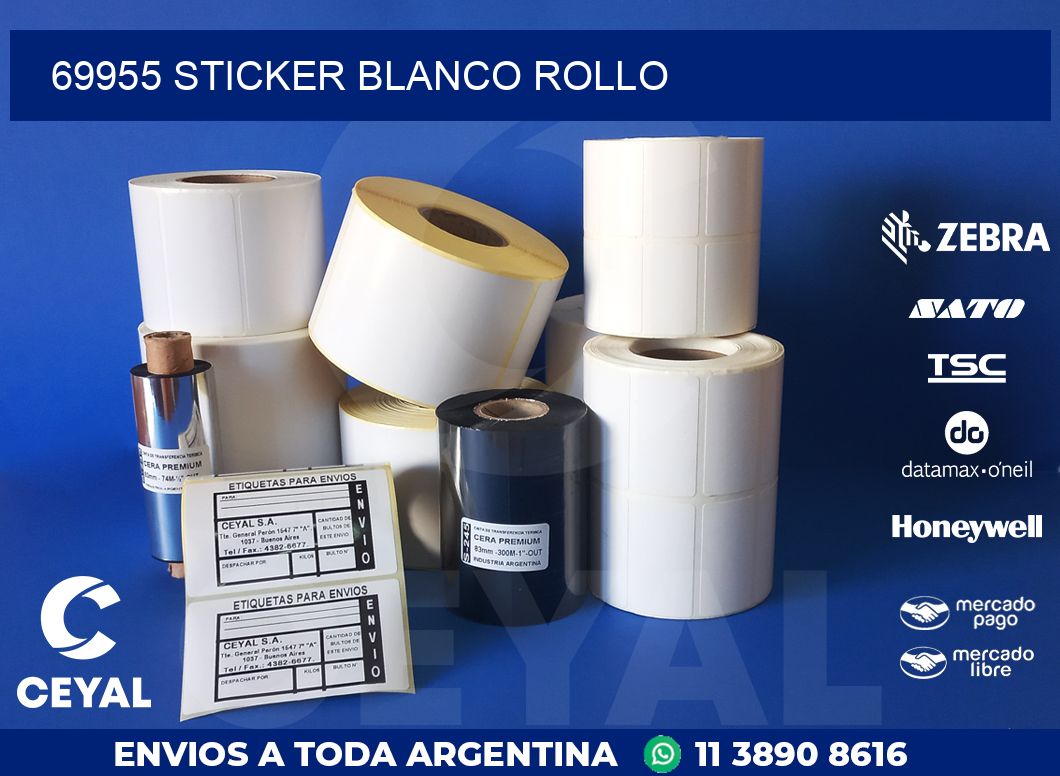 69955 sticker blanco rollo