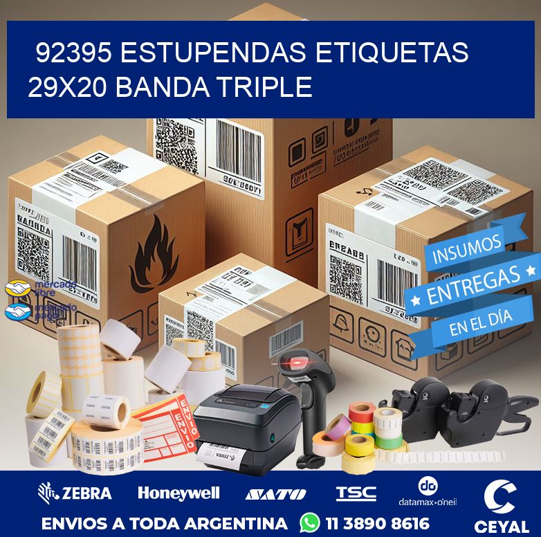 92395 ESTUPENDAS ETIQUETAS 29X20 BANDA TRIPLE