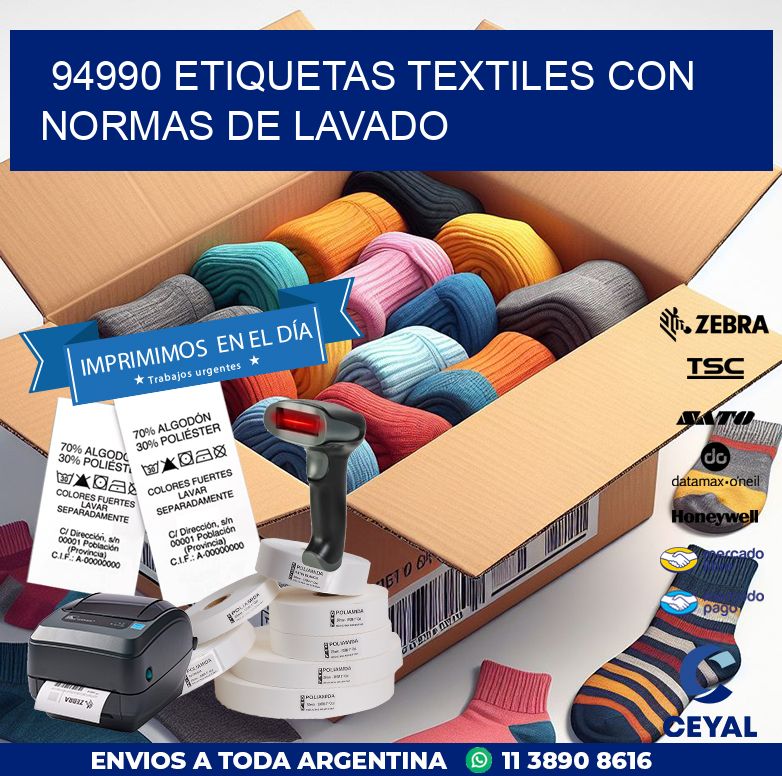 94990 ETIQUETAS TEXTILES CON NORMAS DE LAVADO