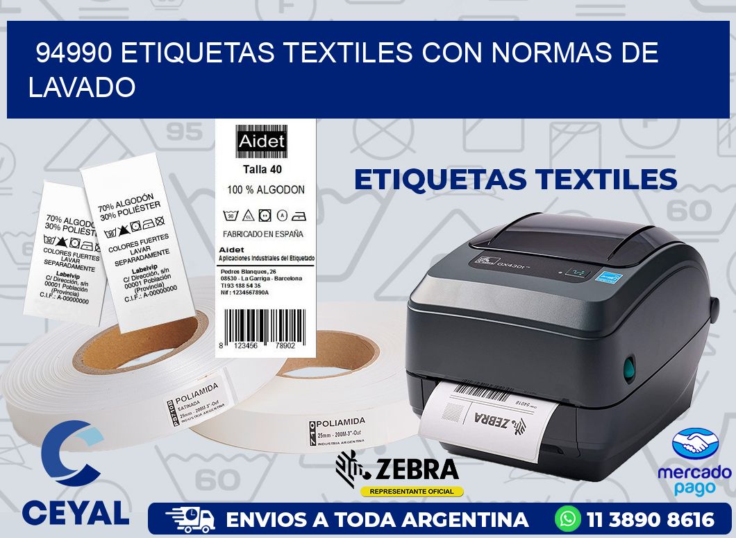 94990 ETIQUETAS TEXTILES CON NORMAS DE LAVADO