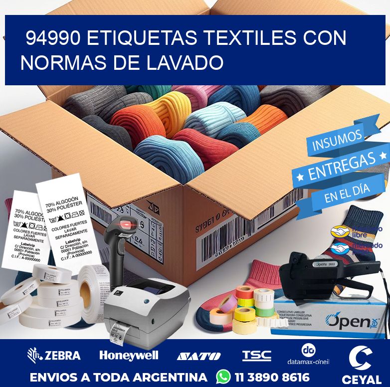 94990 ETIQUETAS TEXTILES CON NORMAS DE LAVADO