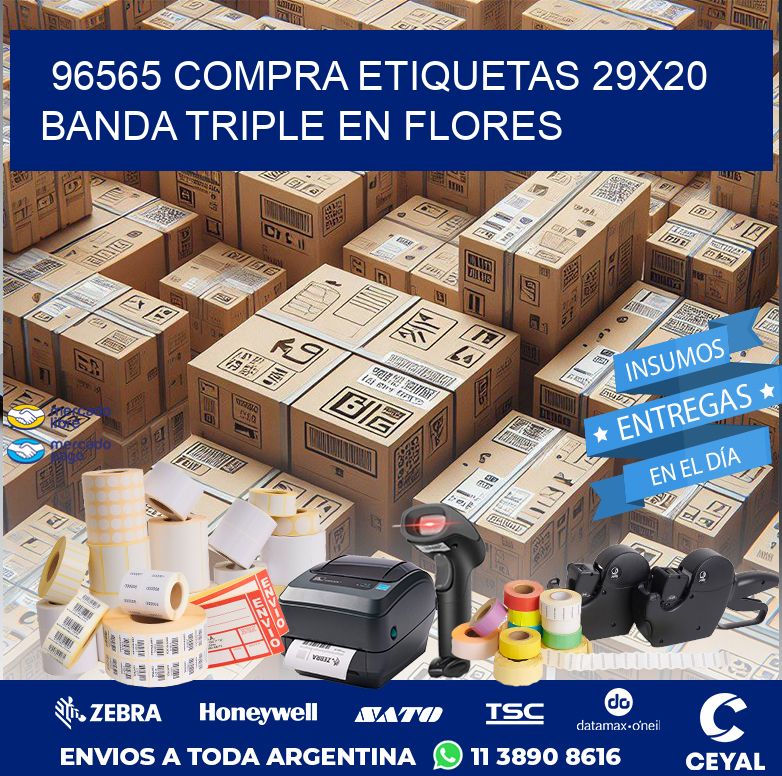 96565 COMPRA ETIQUETAS 29X20 BANDA TRIPLE EN FLORES