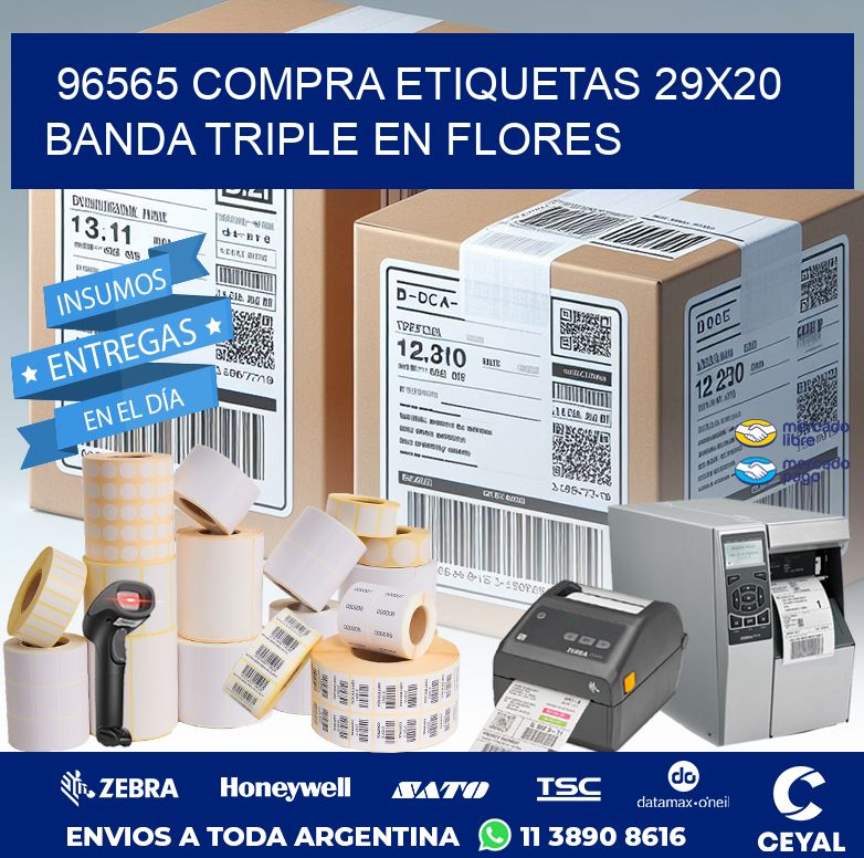 96565 COMPRA ETIQUETAS 29X20 BANDA TRIPLE EN FLORES