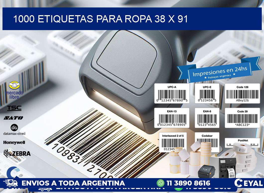 1000 ETIQUETAS PARA ROPA 38 x 91