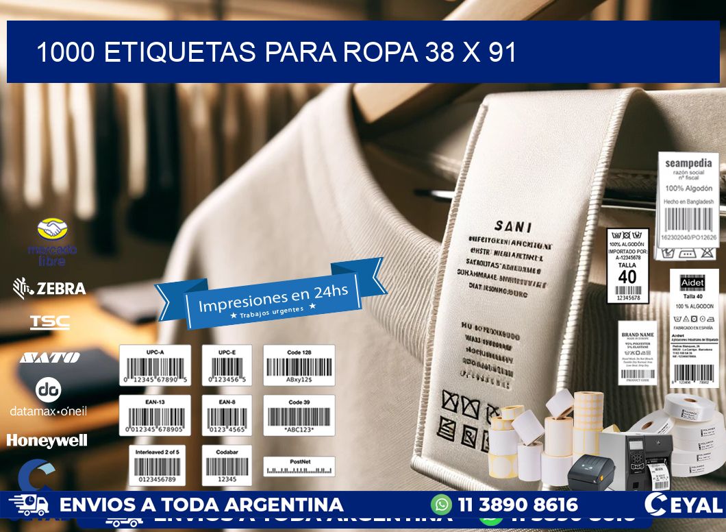 1000 ETIQUETAS PARA ROPA 38 x 91