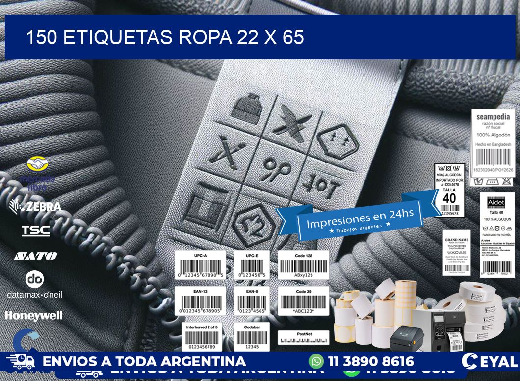 150 ETIQUETAS ROPA 22 x 65