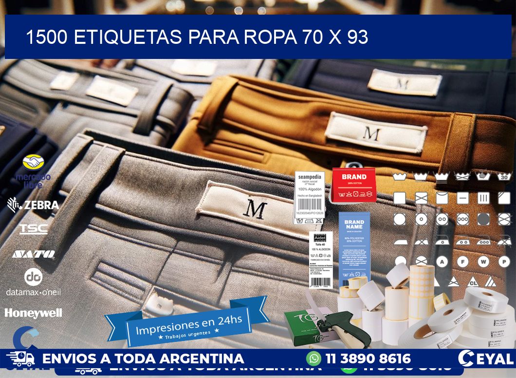 1500 ETIQUETAS PARA ROPA 70 x 93