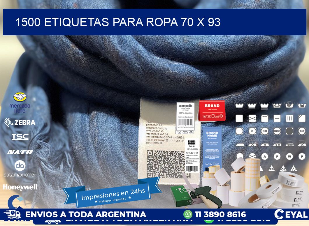 1500 ETIQUETAS PARA ROPA 70 x 93