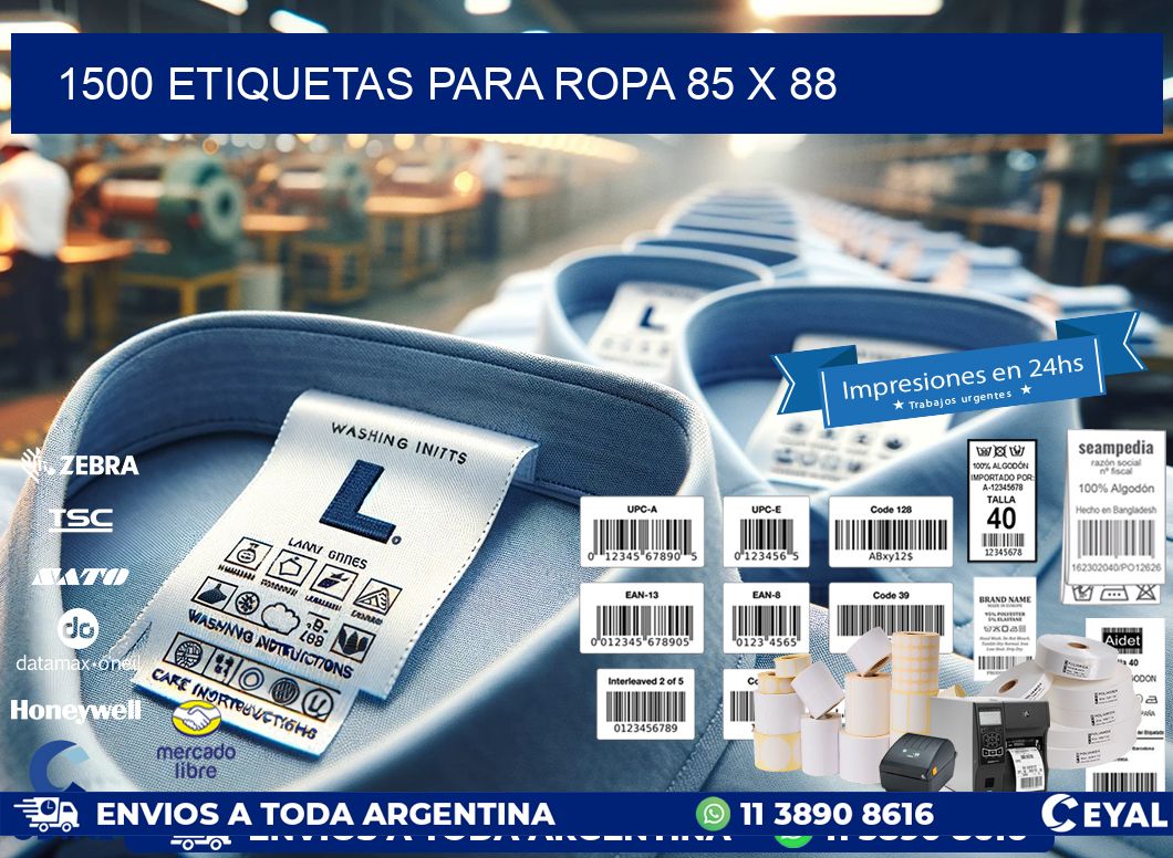 1500 ETIQUETAS PARA ROPA 85 x 88