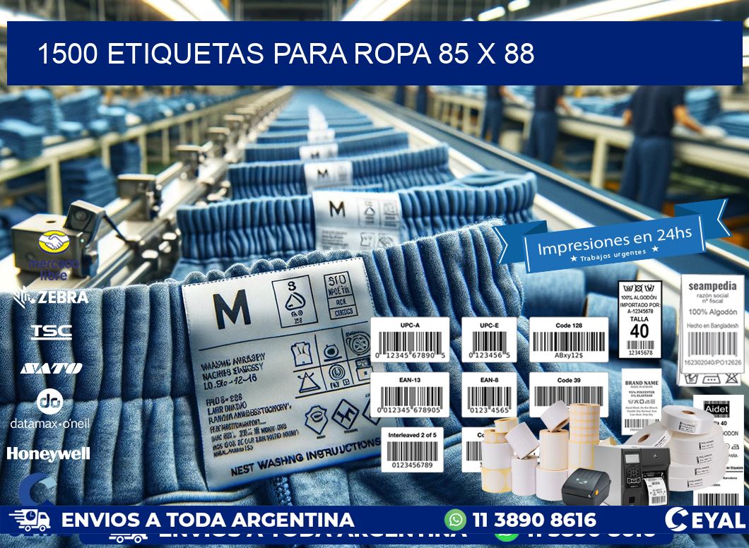 1500 ETIQUETAS PARA ROPA 85 x 88