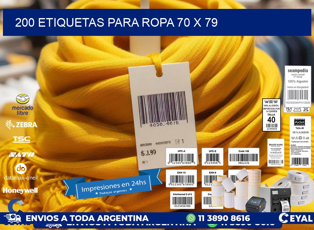 200 ETIQUETAS PARA ROPA 70 x 79