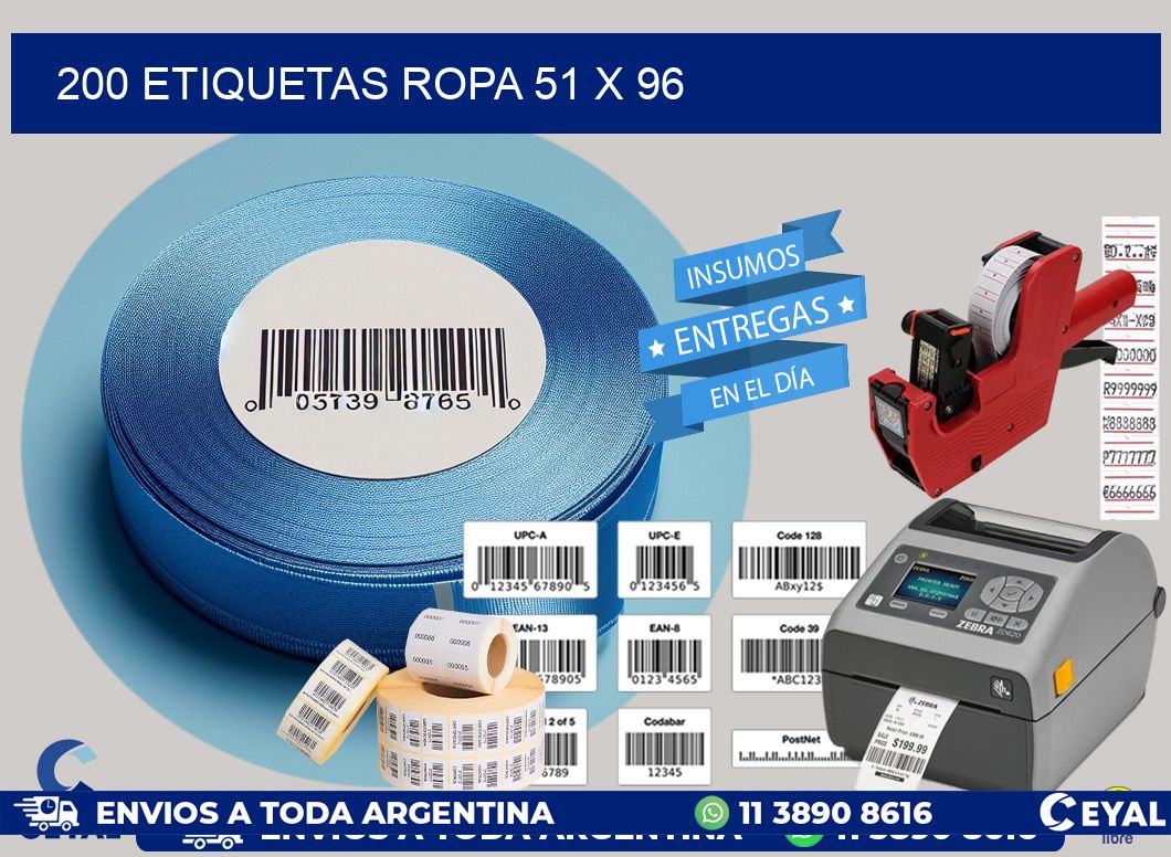 200 ETIQUETAS ROPA 51 x 96