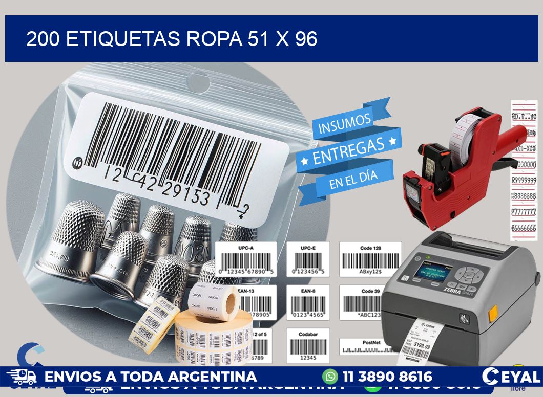 200 ETIQUETAS ROPA 51 x 96