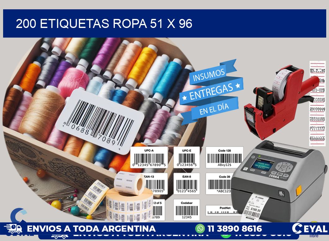 200 ETIQUETAS ROPA 51 x 96