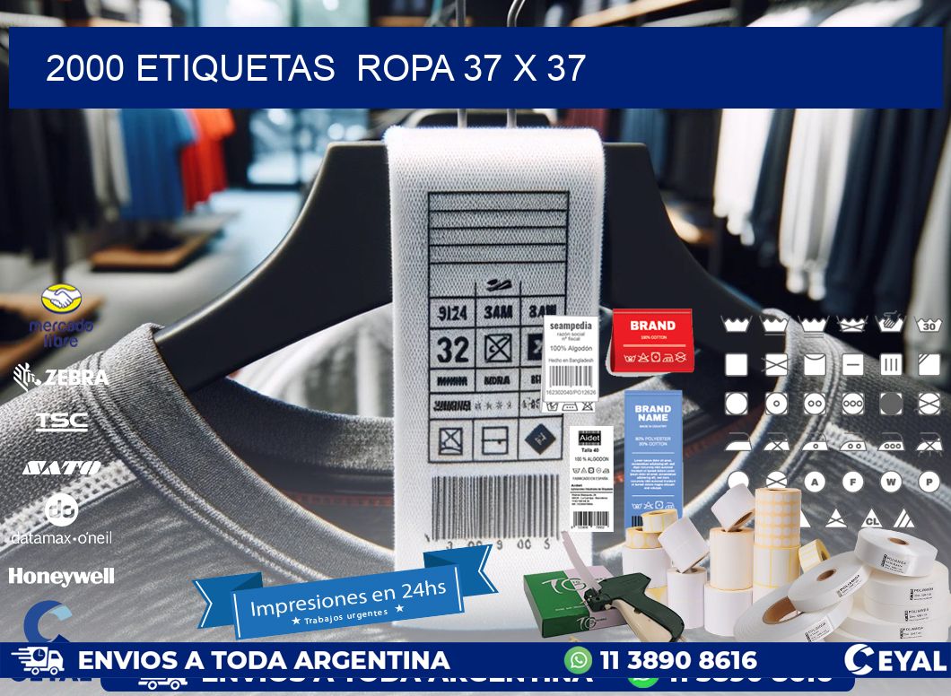 2000 ETIQUETAS  ROPA 37 x 37