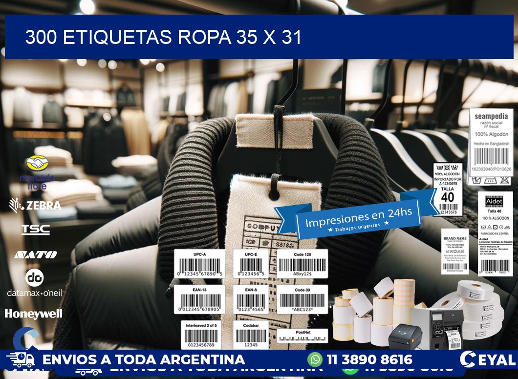 300 ETIQUETAS ROPA 35 x 31